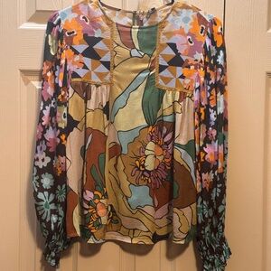 Anthropologie Bl^nk London Miranda Peasant Blouse Floral Womens XXS Boho